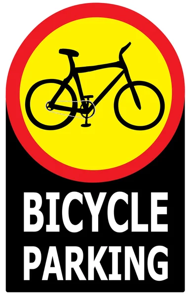 Etiqueta de signo de zona de aparcamiento solo bicicleta — Vector de stock