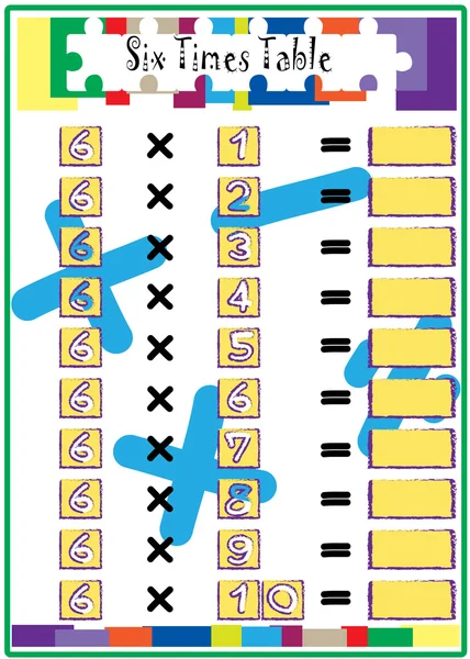 Multiplication Math drill Times Table — Stock Vector