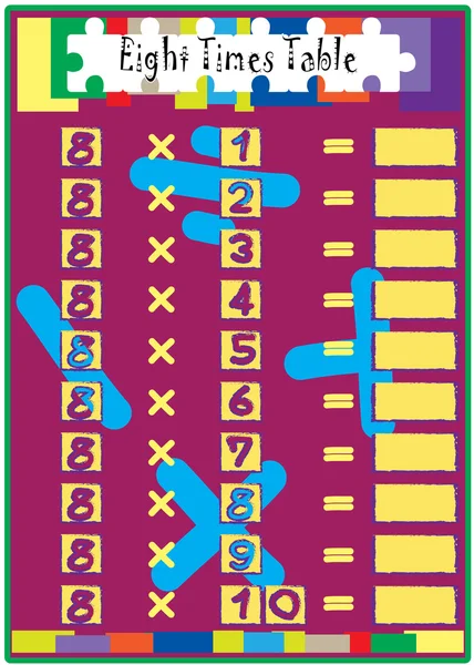 Multiplicación Matemáticas taladro Tiempos Tabla — Archivo Imágenes Vectoriales