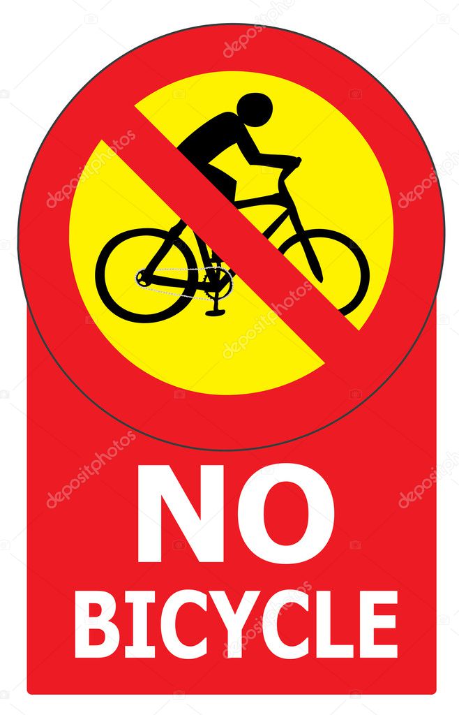 No Bicycle Sign Label