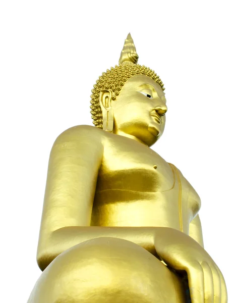 Gold sitzendes Buddha-Bild auf weißem Hintergrund — Stockfoto
