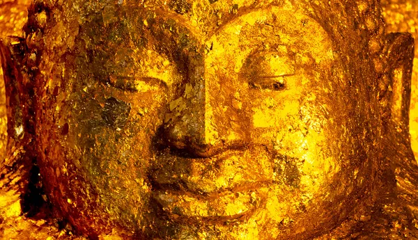 Face of Buddha Image with Gold Foil — Stock Photo, Image