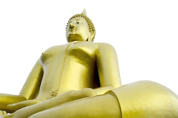 Gold sitzendes Buddha-Bild auf weißem Hintergrund — Stockfoto