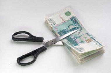 scissors that cut banknotes clipart