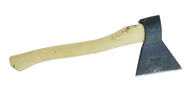 Beyaz bir arka plan üzerinde balta