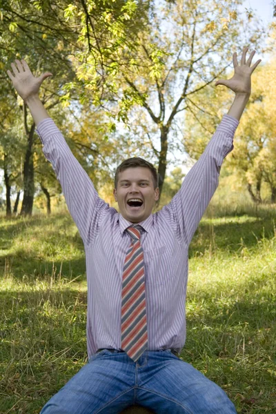 Portrait of happy young businessman — Stock Photo, Image