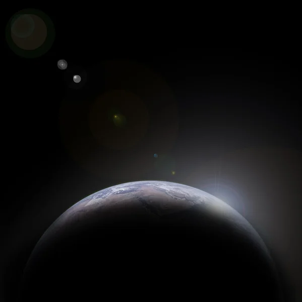 Terra planeta azul no espaço com estrela — Fotografia de Stock