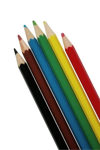 Кольорові олівці на білому тлі — стокове фото