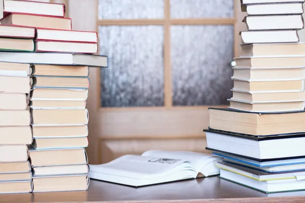 Close-up of working place with books — Stock Photo, Image