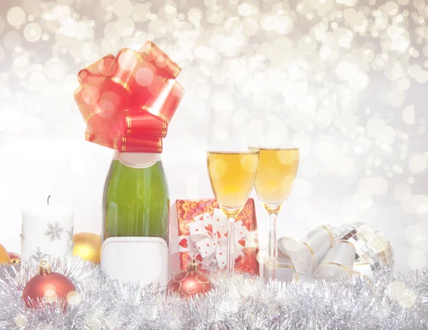 New Year composition with champagne — Stock Photo, Image