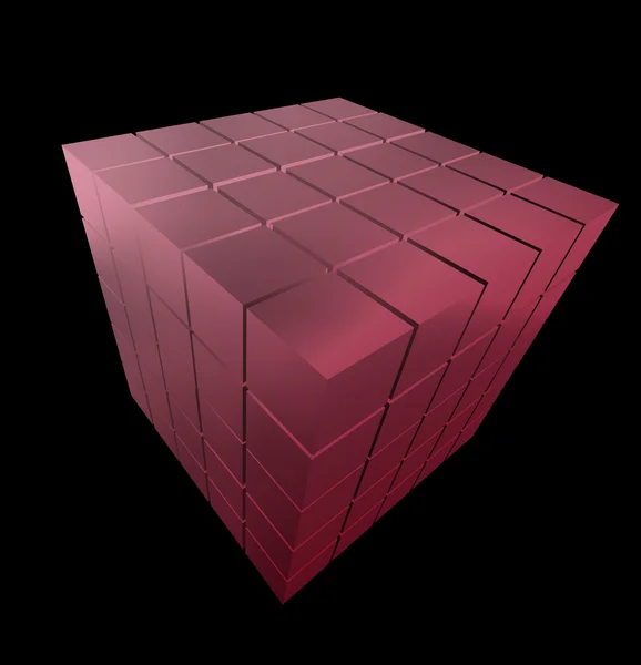 Cubos de metal 3d em vermelho — Fotografia de Stock