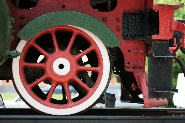 Ruota locomotiva rossa — Foto Stock