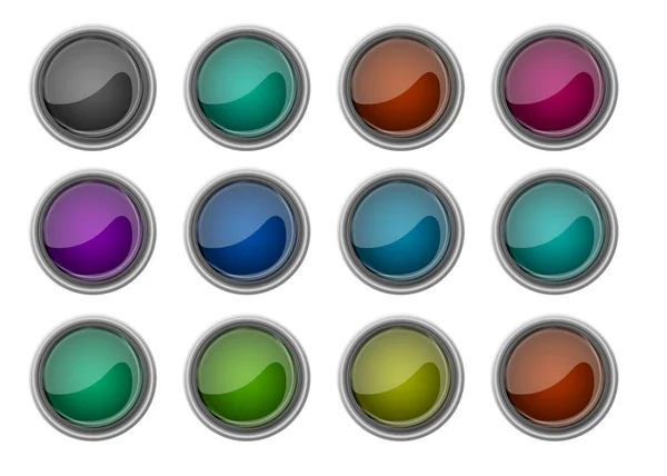 Coleção de doze botões brilhantes — Fotografia de Stock