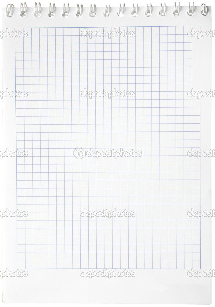 Notebook with square paper, binder and empty page for your desig
