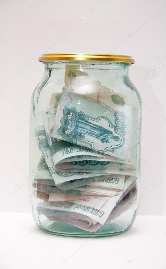 Money in the glass jar