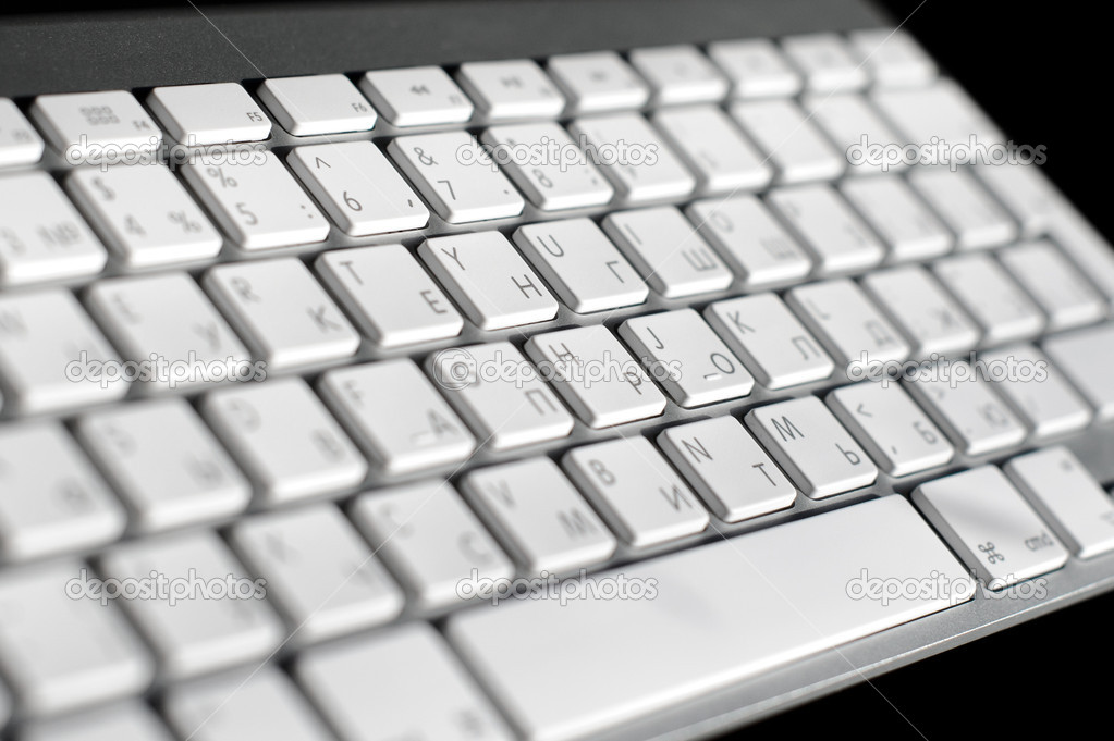 Closeup of a modern aluminum keyboard