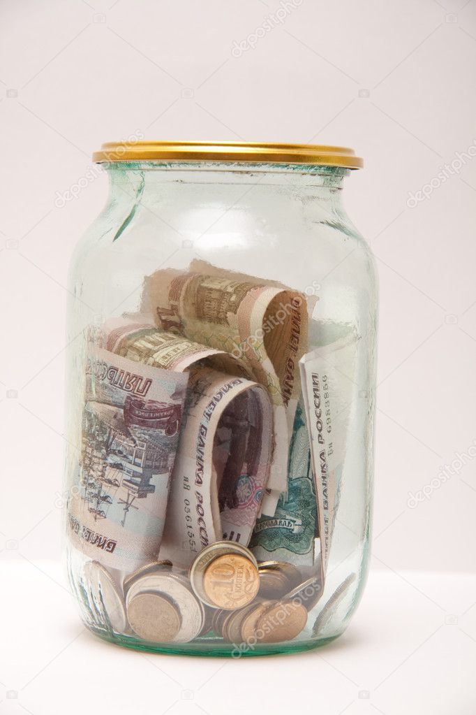 Money in the glass jar