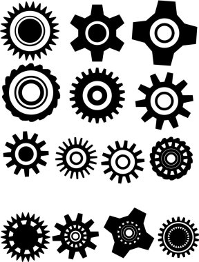 Poster ile gearwheel. vektör çizimi siyah ve beyaz