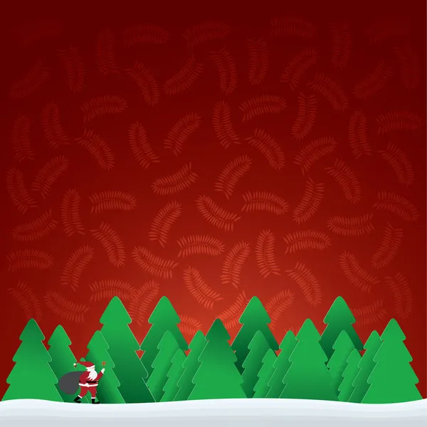 Noel kartı ormandaki Noel Baba ile — Stok Vektör