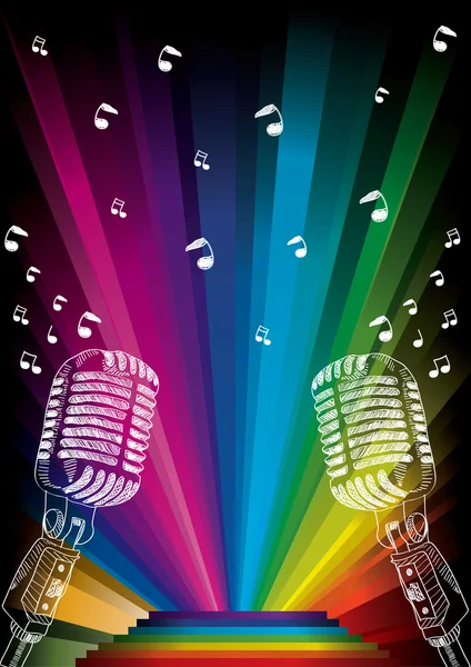 Microphone vectoriel sur arc-en-ciel — Image vectorielle