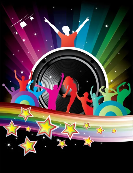 Música colorida discoteca ilustración — Vector de stock