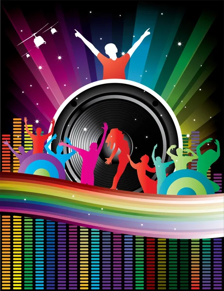 Música colorida discoteca ilustración — Vector de stock