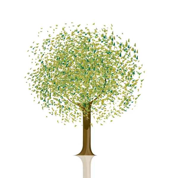 Ilustração vetorial de árvore com folhas verdes — Vetor de Stock