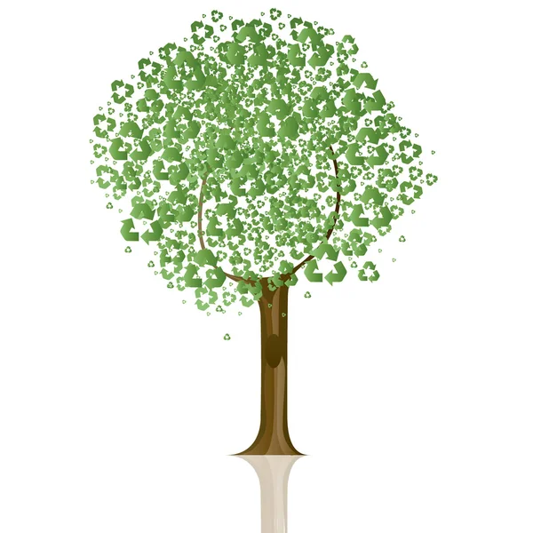 Reciclagem de árvore ilustração vetorial — Vetor de Stock