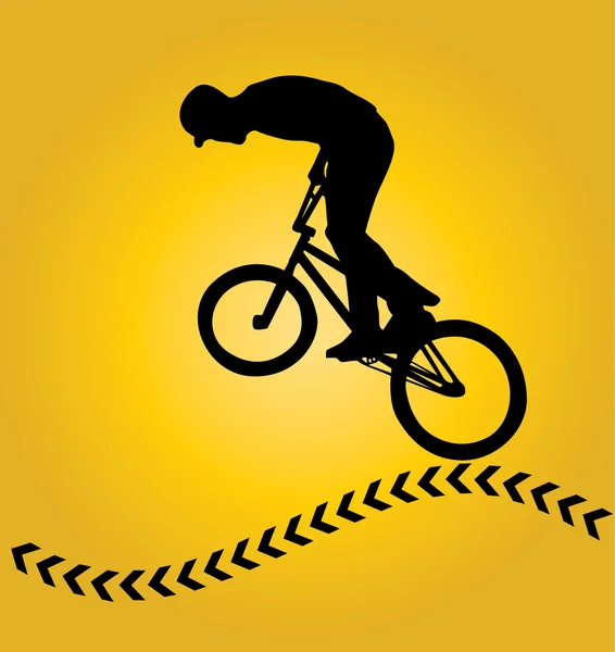 BMX binici siluet — Stok Vektör