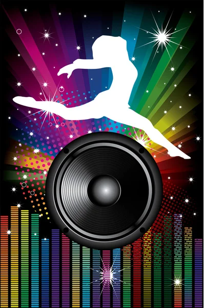 Altavoces y bailarina — Vector de stock