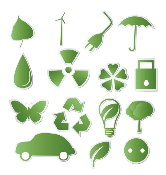 Verzameling van groene eco-icons — Stockvector
