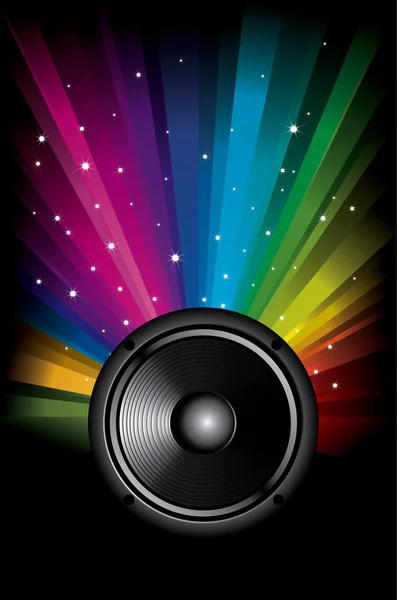 Colorato sfondo musicale arcobaleno per volantini Disco — Vettoriale Stock