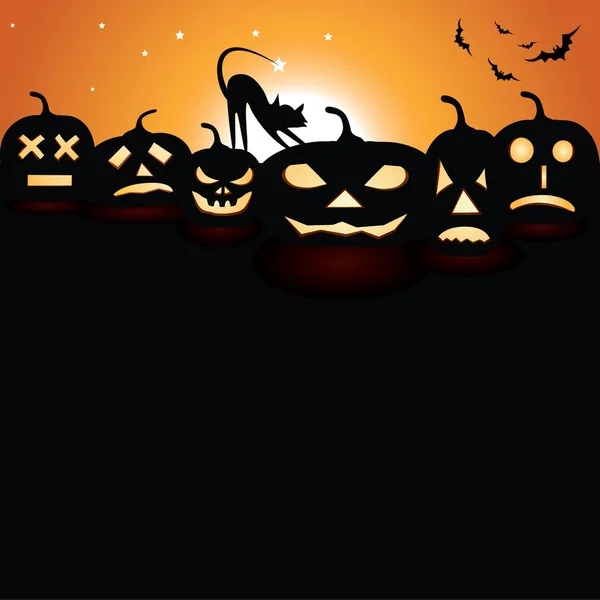 Calabazas por la noche — Vector de stock