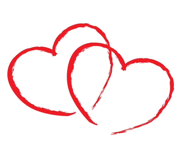 Aislado dos corazones rojos — Vector de stock