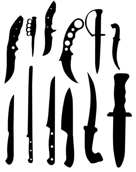 Silhouettes de couteaux - vecteur — Image vectorielle