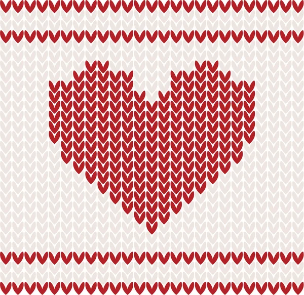 Knitted vector with heart — Stock Vector