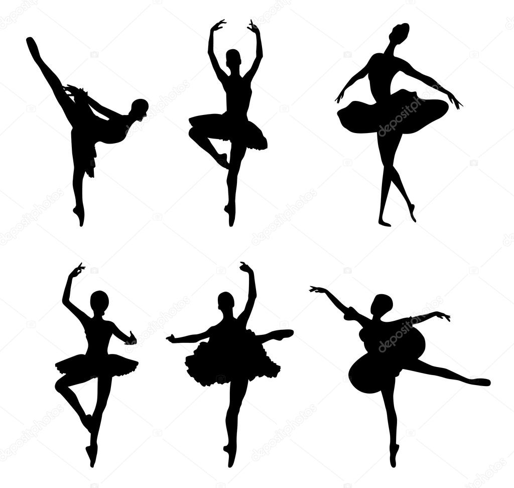 Set of ballet dancers silhouettes