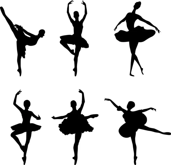 Set van ballet dansers silhouetten — Stockvector