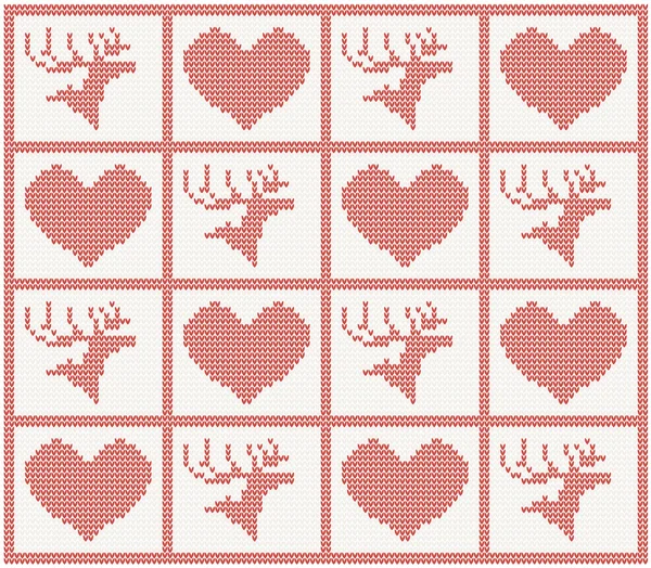 Knitted pattern with deers — Stock Vector