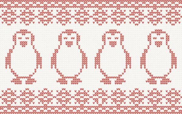 Knitted Background with penguins — Stock Vector