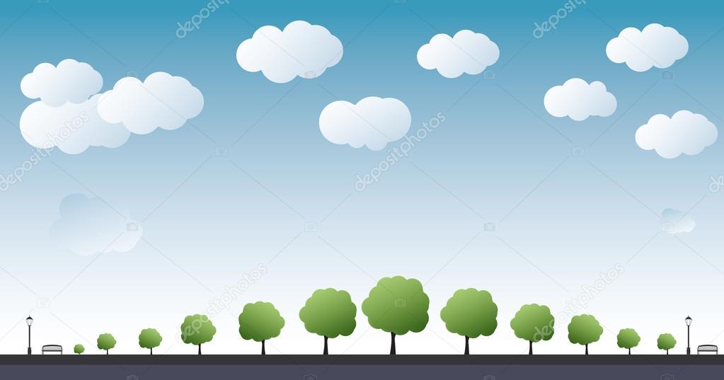 trees and clouds
