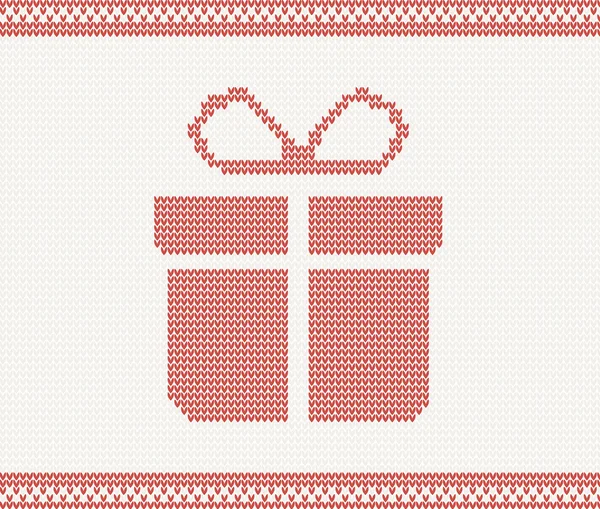 Knitted gift box. vector illustration — Stock Vector