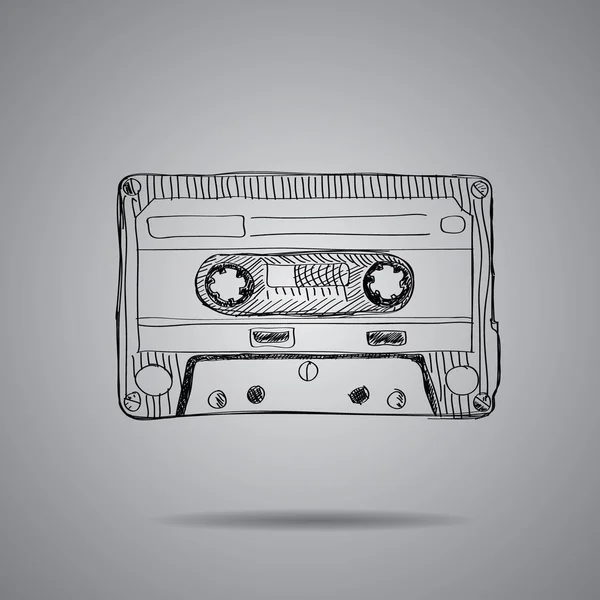 Hand-drawn cassette tape — Stock Vector