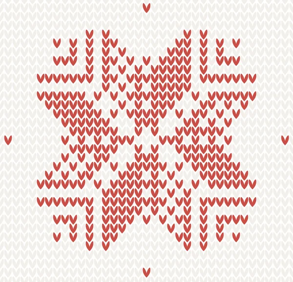 Red knitted snowflake Seamless background — Stock Vector