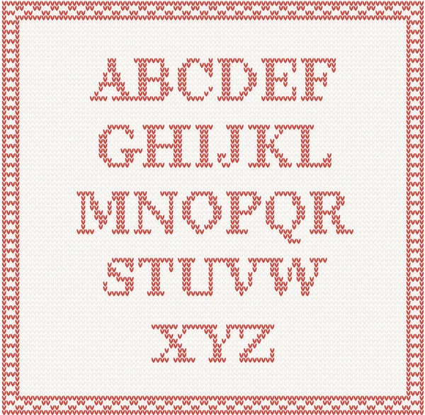 Christmas Font: knitted alphabet — Stock Vector