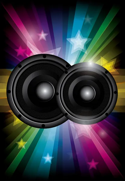 Disco club flyer with black speakers — Stock Vector