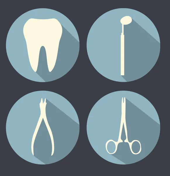 Tema dental iconos planos — Vector de stock