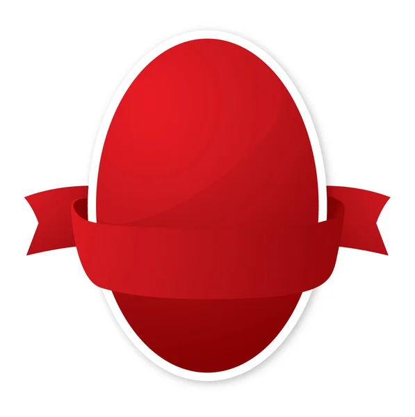 Œuf de Pâques rouge avec ruban — Image vectorielle