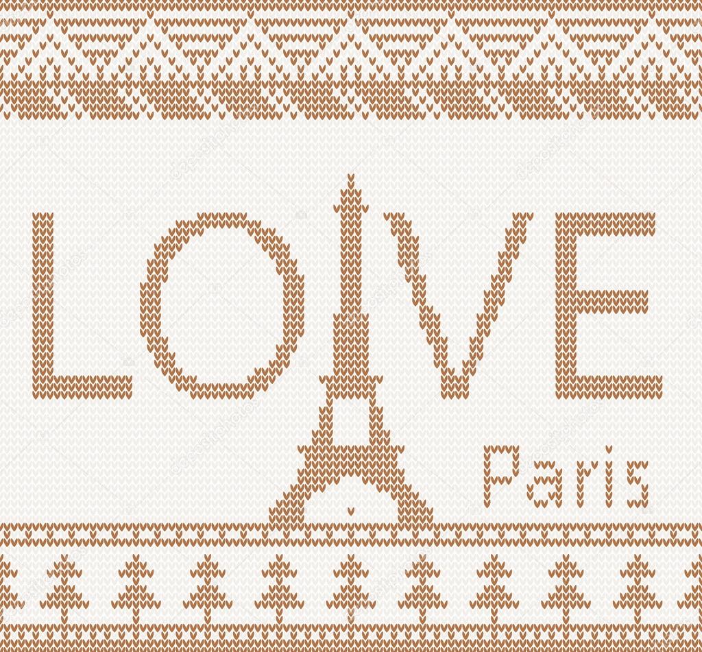 Eiffel tower: Scandinavian style seamless knitted pattern