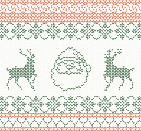 Связанный узор с Санта-Клаусом и оленем — стоковый вектор